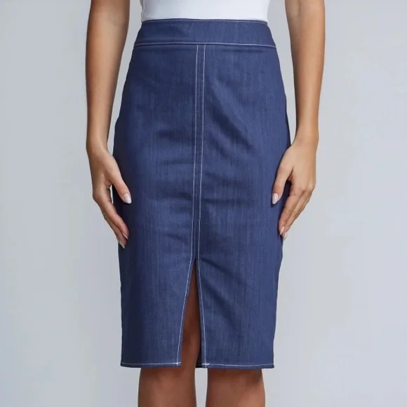 New York Company Skirts Nyco Front Slit Paige Denim Pencil